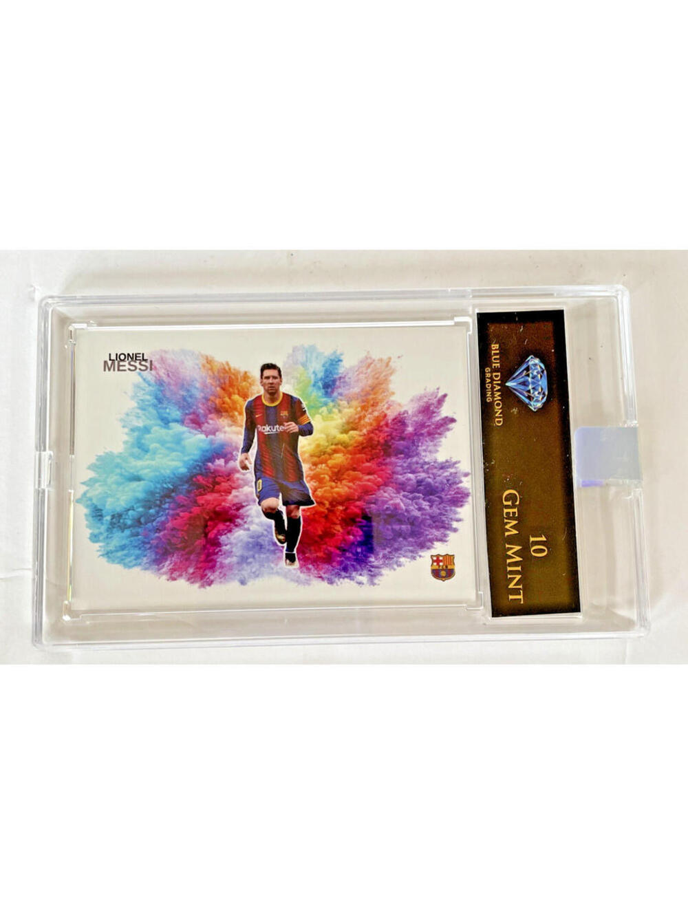 Lionel Messi Custom Blast Card Blue Diamond grade 10